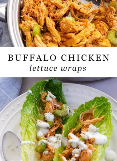 Buffalo Chicken Lettuce Wraps served with fresh ingredients and spicy sauce