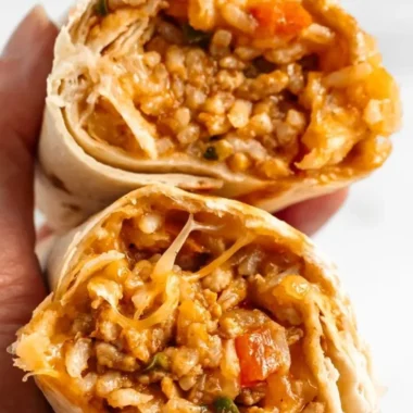 Delicious cheesy chicken burritos ready to be served.