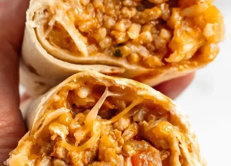 Delicious cheesy chicken burritos ready to be served.