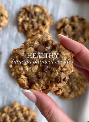 Chocolate chip banana oatmeal cookies fresh out of the oven