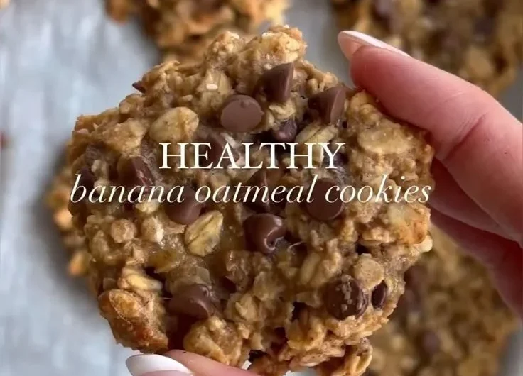 Chocolate chip banana oatmeal cookies fresh out of the oven