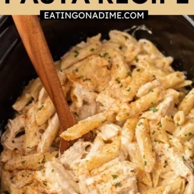 Crock Pot Cajun Chicken Pasta with creamy sauce and spices