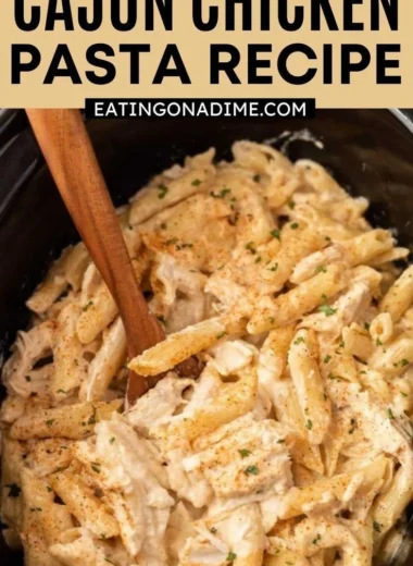 Crock Pot Cajun Chicken Pasta with creamy sauce and spices