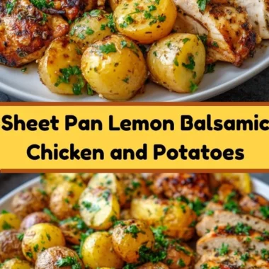 Sheet pan Lemon Balsamic Chicken with potatoes ready to serve