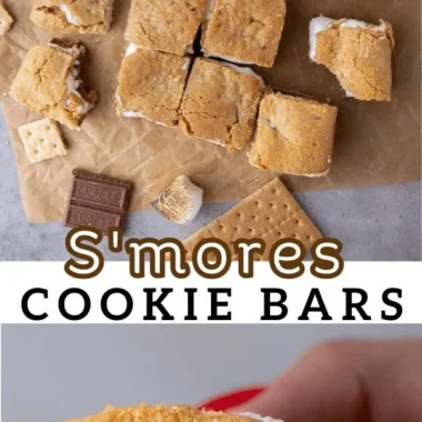 Delicious s'mores cookie bars with marshmallows and chocolate