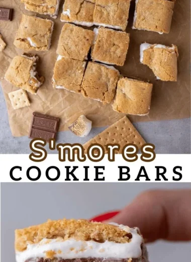Delicious s'mores cookie bars with marshmallows and chocolate