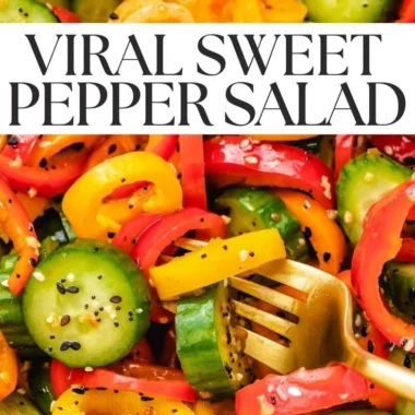 Vibrant and colorful sweet pepper salad served in a bowl with fresh ingredients