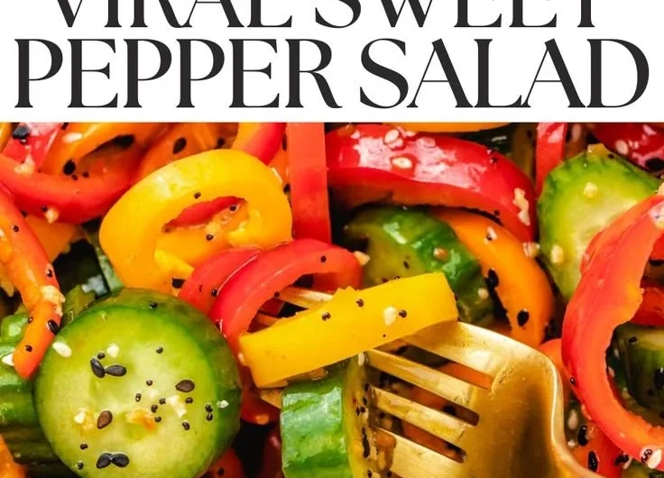 Vibrant and colorful sweet pepper salad served in a bowl with fresh ingredients