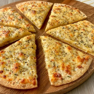 Air Fryer Cheesy Tortilla Garlic Bread with melted cheese and garlic seasoning