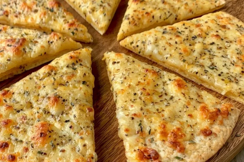 Air Fryer Cheesy Tortilla Garlic Bread with melted cheese and garlic seasoning