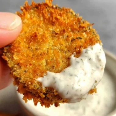 Crispy air fryer fried pickles served with dipping sauce