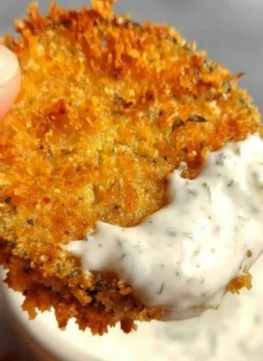 Crispy air fryer fried pickles served with dipping sauce