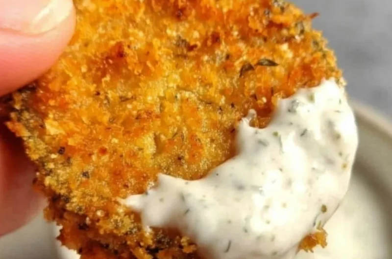 Crispy air fryer fried pickles served with dipping sauce
