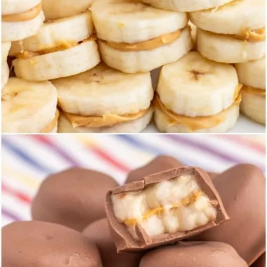Delicious Chocolate Banana Peanut Butter Bites displayed on a plate.