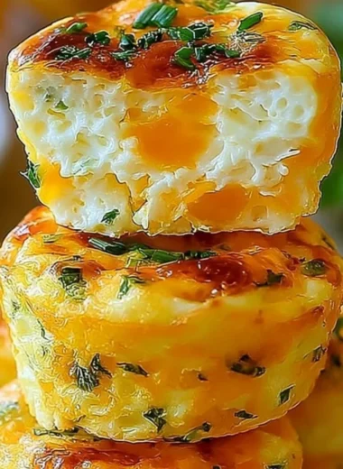 Cozy cottage cheese egg bites in a serving dish, garnished with herbs.