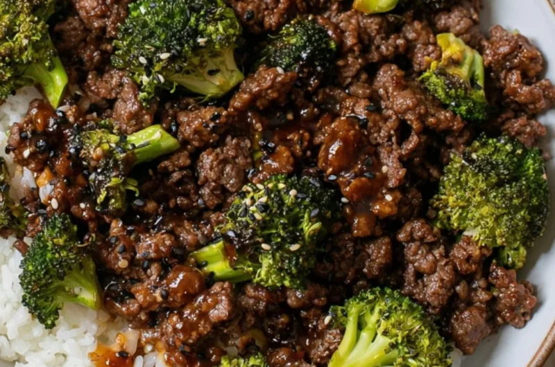 Cozy ground beef and broccoli dish served in a bowl
