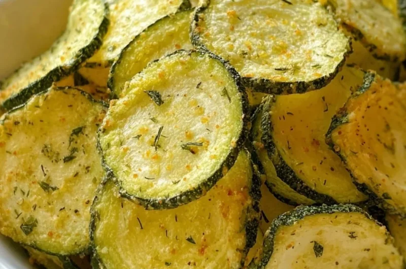 Crunchy ranch cucumber chips in a bowl, a healthy and tasty snack option.