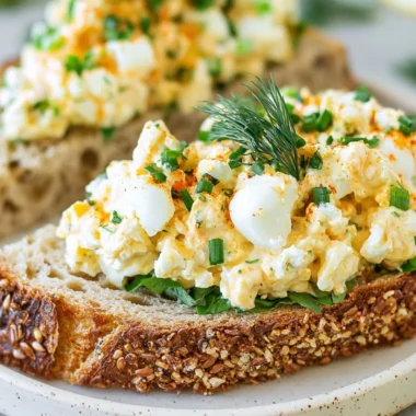 Delicious egg salad with dill served in a bowl, perfect for lunch or snacks
