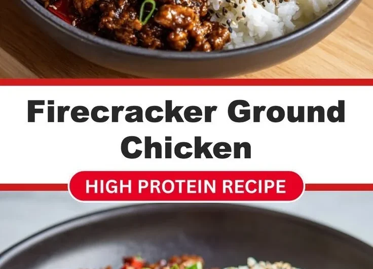 Spicy Firecracker Ground Chicken served with colorful vegetables