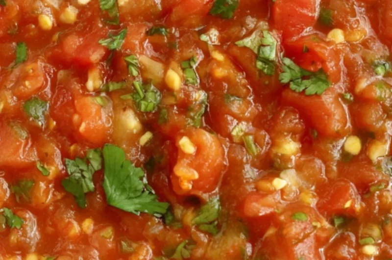 A bowl of homemade smoked salsa with fresh ingredients and smoky flavor.