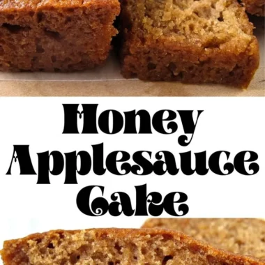 Delicious Honey Applesauce Cake served on a wooden table