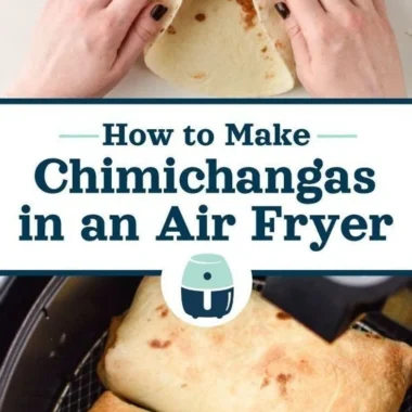Crispy air fryer chimichangas with toppings on a plate