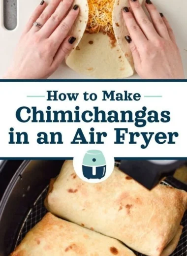 Crispy air fryer chimichangas with toppings on a plate