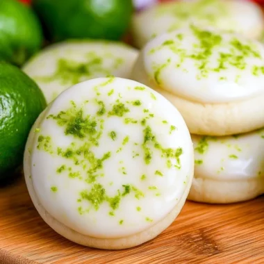 Freshly baked Key Lime Meltaway cookies with zesty lime flavor and soft texture.