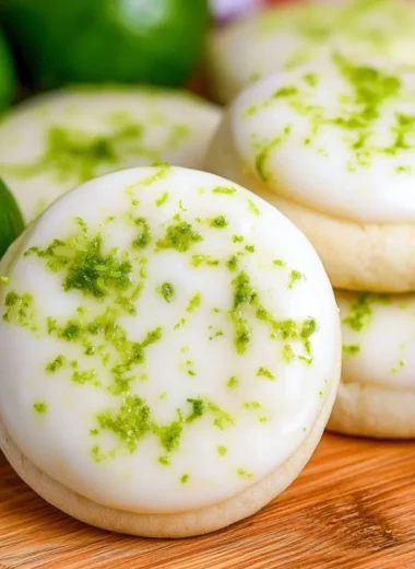 Freshly baked Key Lime Meltaway cookies with zesty lime flavor and soft texture.
