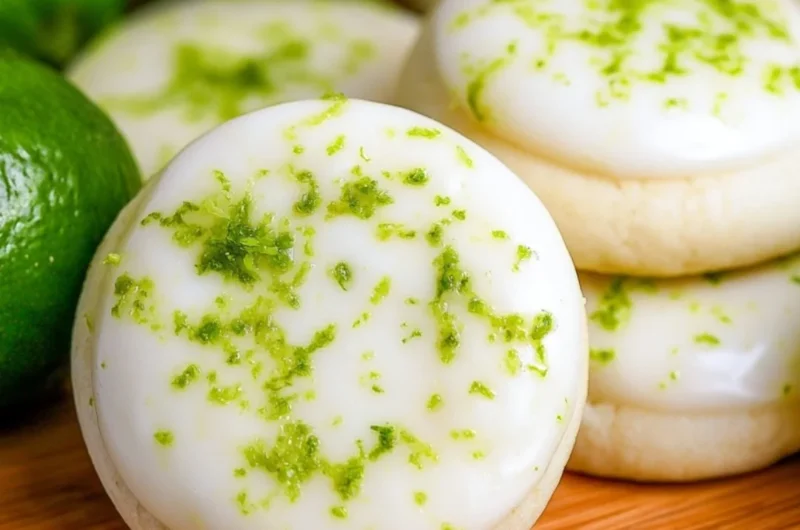 Freshly baked Key Lime Meltaway cookies with zesty lime flavor and soft texture.