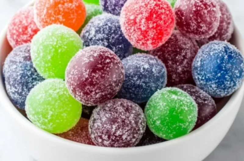 Colorful Kool-Aid Grapes arranged on a plate, ready to be enjoyed.