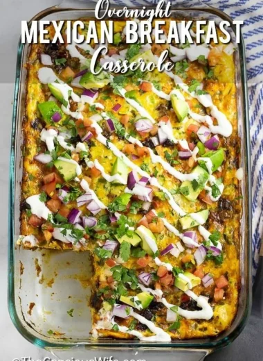 Delicious Mexican breakfast casserole with eggs and spices