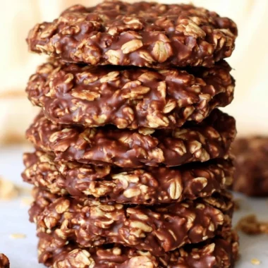 Delicious no-bake chocolate oatmeal cookies on a plate