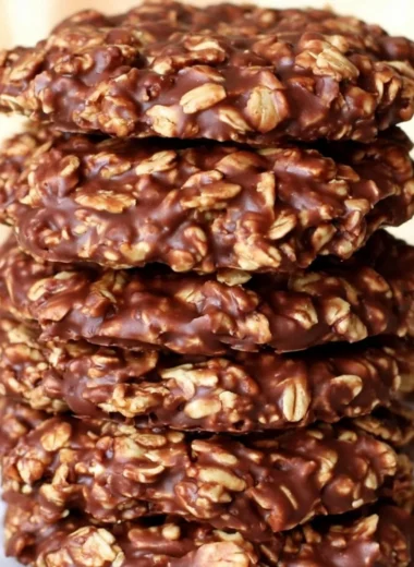 Delicious no-bake chocolate oatmeal cookies on a plate