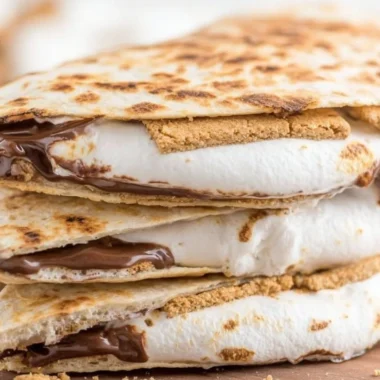 Deliciously prepared S'mores Tortilla with gooey marshmallows and chocolate.