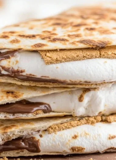 Deliciously prepared S'mores Tortilla with gooey marshmallows and chocolate.
