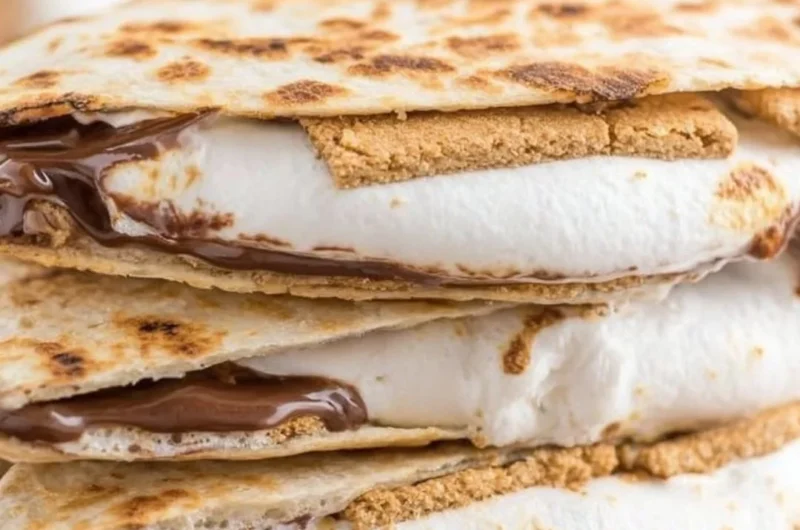 Deliciously prepared S'mores Tortilla with gooey marshmallows and chocolate.