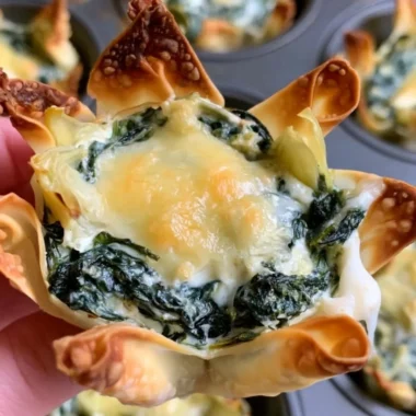 Spinach and Artichoke Wonton Cups served on a platter, perfect appetizer