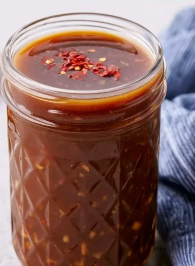 A bowl of homemade stir fry sauce suitable for various healthy recipes.