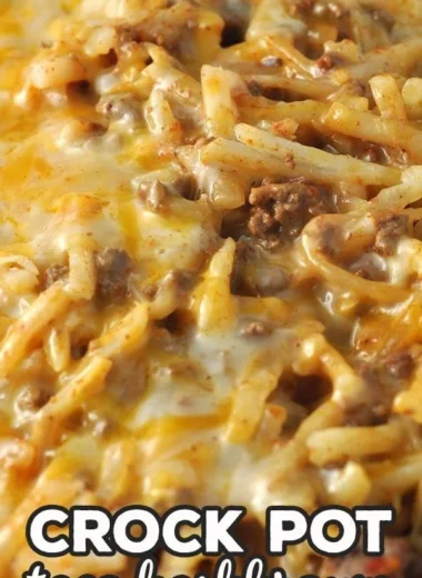 Taco Casserole with Hashbrowns cooked in a Crock Pot