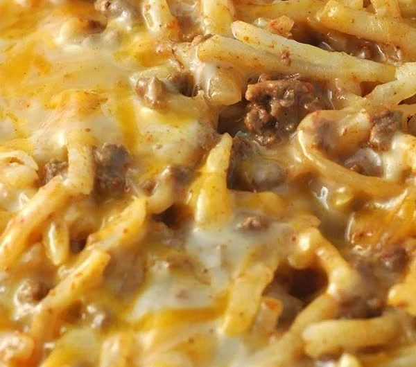Taco Casserole with Hashbrowns cooked in a Crock Pot