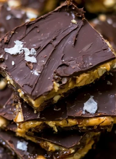 Delicious homemade Chocolate Date Bark topped with nuts and coconut flakes.