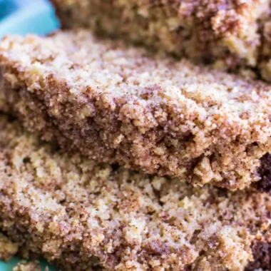 Coffee Cake Banana Bread served on a plate with coffee