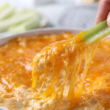 Cozy Buffalo Chicken Dip served with tortilla chips