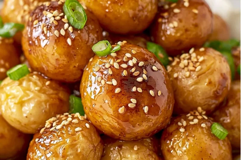 Cozy Korean braised potatoes served in a bowl with seasonings