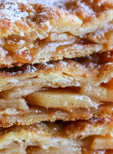 Cozy apple cinnamon sheet cake topped with fresh apple slices and cinnamon.