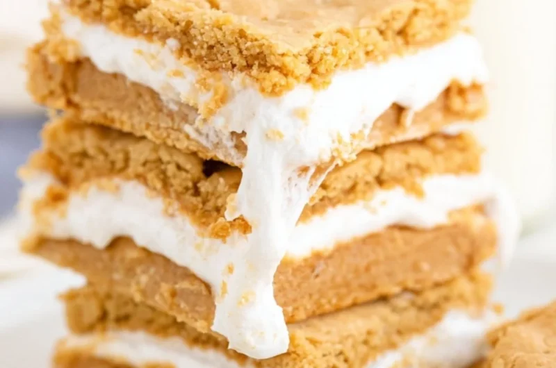 Deliciously decadent Fluffernutter Bars with peanut butter and marshmallow fluff