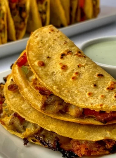 Delicious healthy breakfast tacos filled with fresh ingredients