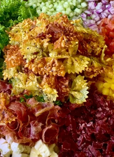 Crispy Italian Pasta Salad with colorful vegetables and dressing