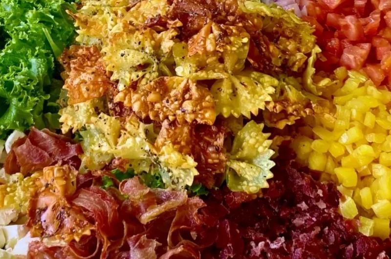 Crispy Italian Pasta Salad with colorful vegetables and dressing